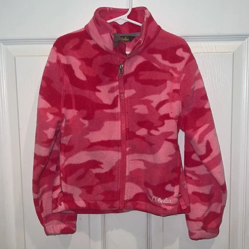 Cabela’s little girl youth XS 4/5 pink warm fleece Camo camouflage  jacket